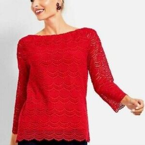 RSVP by Talbots Red Lace Top